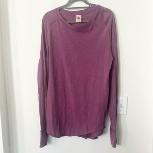 Free People Women's Purple Long Sleeve Cotton Top S